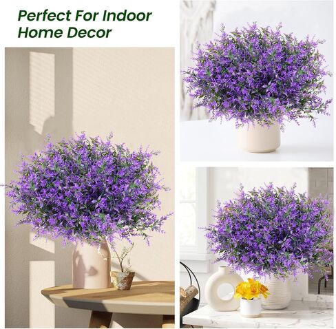 Artificial Plants Outdoor, 20PCS Lavender Artificial Flowers,Fake Plastic Flowers,UV Resistant Fake Flowers for Outside Indoor Porch Patio Window Box Planter Home Decor (Purple) in Saudi Arabia