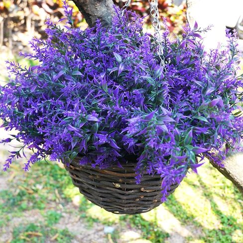 Artificial Plants Outdoor, 20PCS Lavender Artificial Flowers,Fake Plastic Flowers,UV Resistant Fake Flowers for Outside Indoor Porch Patio Window Box Planter Home Decor (Purple) in Saudi Arabia