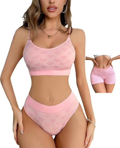 abandi Women's Wireless Ribbed Knit Bra and Panty Set,Camisole and Panties Sports loungewear, High Waist Bra and Panty Sets in Kuwait