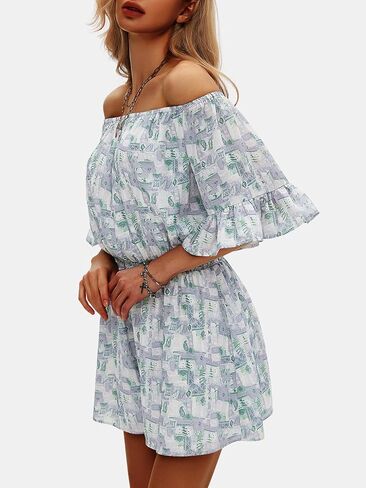 إكسلورا للسيدات الصيفية رومبير فستان قبالة الكتف الكشك in Kuwait