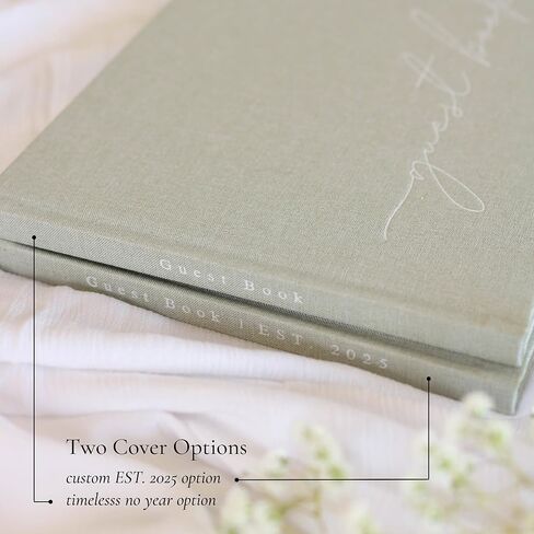Wedding Guest Book With Personalized 2024 Year - Linen Photo Guestbook to Sign at Reception Party - Includes Clear Photo Corners Self Adhesive - 100 Pages Blank and Lined Thick Paper Guest Books in Kuwait