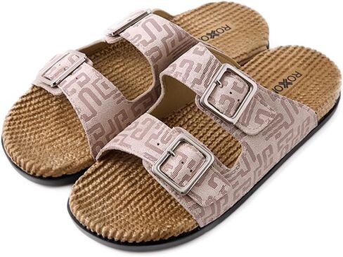 Roxoni Women's Fashion Cork Sole Double Buckle Indoor/Outdoor Sandal in Kuwait