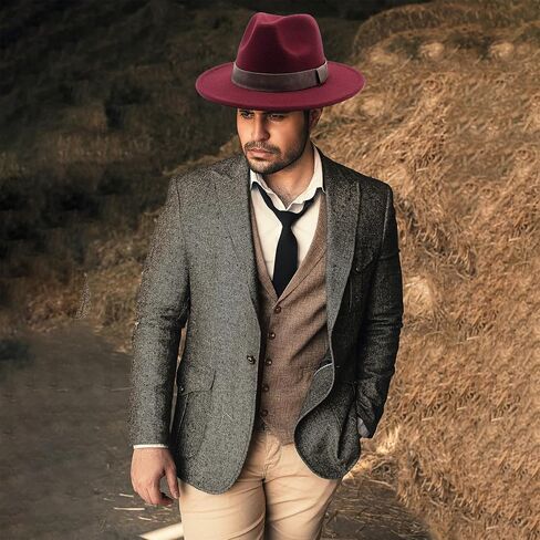 Fedora Hats for Men with Phone Bag Set - Perfect Mens Fedoras & Fashionable Fedoras for Men in Saudi Arabia