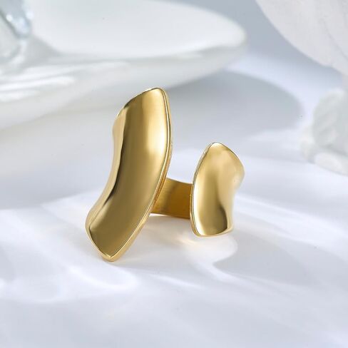 Unique Geometric Jewelry Solid Stainless Steel Square/Multilayer Bar Minimal Statement Ring for Women in Kuwait