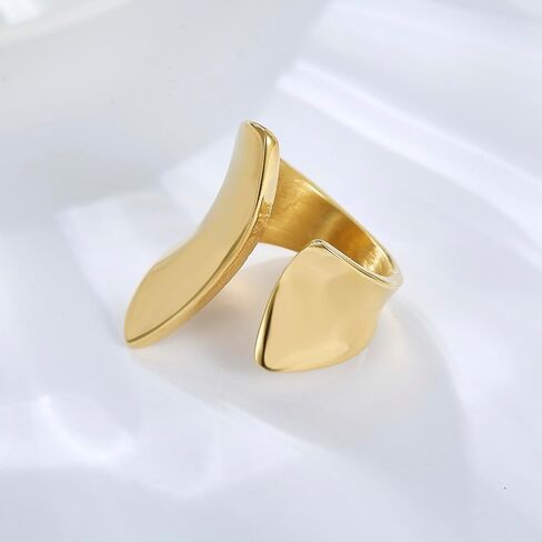 Unique Geometric Jewelry Solid Stainless Steel Square/Multilayer Bar Minimal Statement Ring for Women in Kuwait
