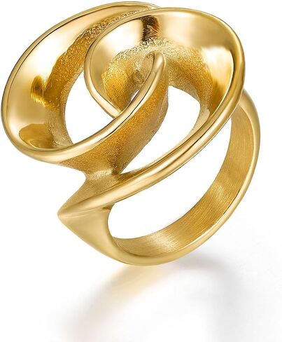 Unique Geometric Jewelry Solid Stainless Steel Square/Multilayer Bar Minimal Statement Ring for Women in Kuwait