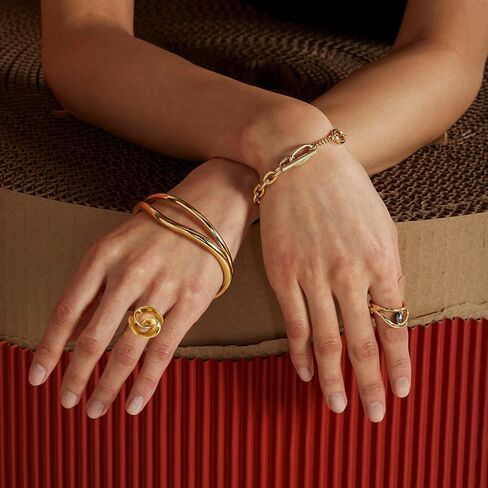 Unique Geometric Jewelry Solid Stainless Steel Square/Multilayer Bar Minimal Statement Ring for Women in Kuwait