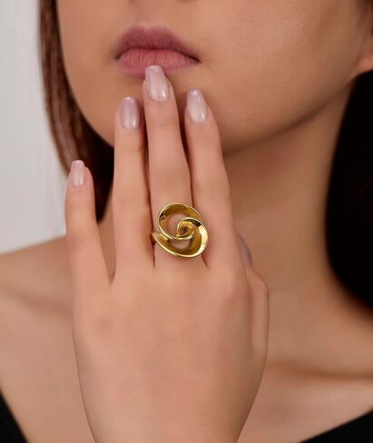 Unique Geometric Jewelry Solid Stainless Steel Square/Multilayer Bar Minimal Statement Ring for Women in Kuwait