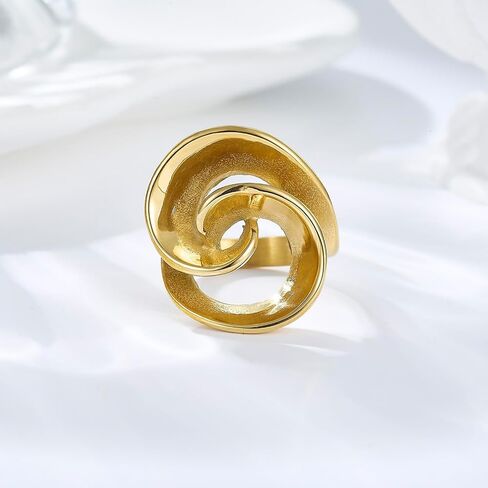 Unique Geometric Jewelry Solid Stainless Steel Square/Multilayer Bar Minimal Statement Ring for Women in Kuwait