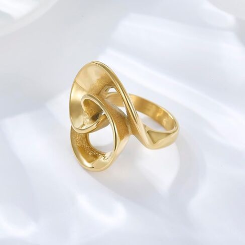 Unique Geometric Jewelry Solid Stainless Steel Square/Multilayer Bar Minimal Statement Ring for Women in Kuwait