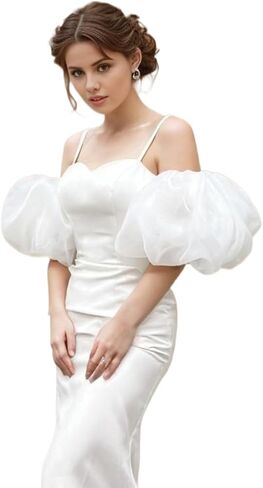 Organza Puff Sleeves Detachable for Wedding Dresses Stretchy Cuff in Kuwait