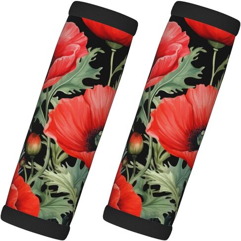 Luggage Handle Wraps Red Poppy Flowers Pattern Luggage Identifiers Soft Neoprene Luggage Handle Wraps For Suitcase Trolley Handle Grip Cover 2 Pack Luggage Tags in Kuwait
