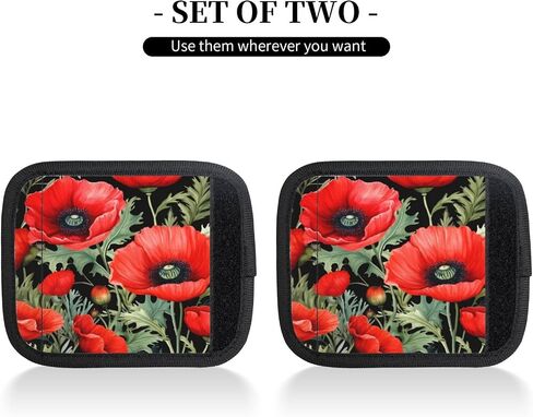 Luggage Handle Wraps Red Poppy Flowers Pattern Luggage Identifiers Soft Neoprene Luggage Handle Wraps For Suitcase Trolley Handle Grip Cover 2 Pack Luggage Tags in Kuwait