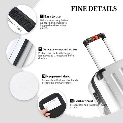 Luggage Handle Wraps Red Poppy Flowers Pattern Luggage Identifiers Soft Neoprene Luggage Handle Wraps For Suitcase Trolley Handle Grip Cover 2 Pack Luggage Tags in Kuwait