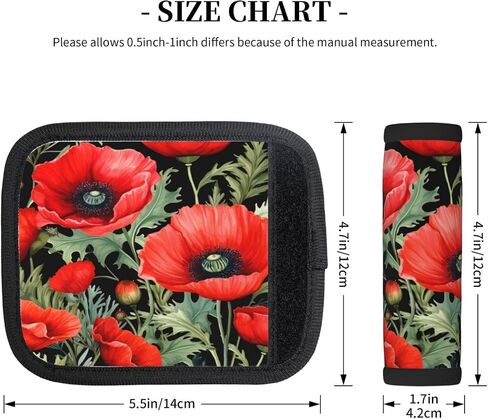 Luggage Handle Wraps Red Poppy Flowers Pattern Luggage Identifiers Soft Neoprene Luggage Handle Wraps For Suitcase Trolley Handle Grip Cover 2 Pack Luggage Tags in Kuwait