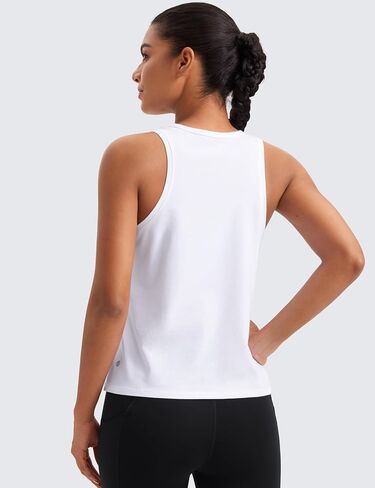 CRZ YOGA Pima Cotton Scoop Neck Tank Racerback Workout Tops for Women Soft Casual Basic Sleeveless Shirts in Saudi Arabia