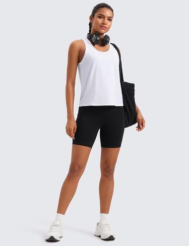 CRZ YOGA Pima Cotton Scoop Neck Tank Racerback Workout Tops for Women Soft Casual Basic Sleeveless Shirts in Saudi Arabia