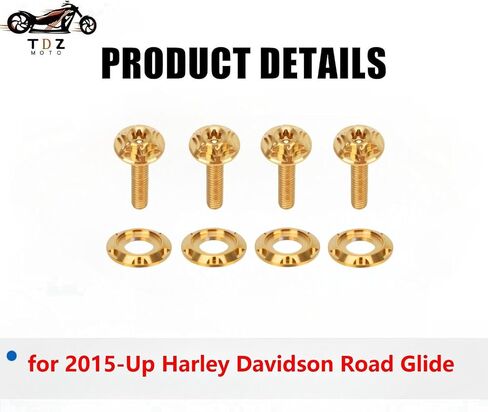 براغي الزجاج الأمامي TDZ Gold Titanium ، مسامير الزجاج الأمامي ، براغي هدية لعام 2015 Harley Davidson Road Glide in Kuwait