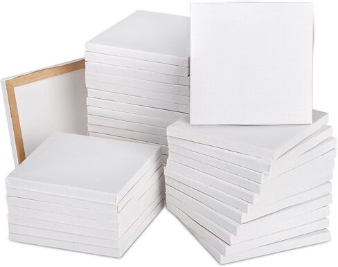 Tosnail 24 Pieces 3" x 3" Mini Canvas Panels Mini Stretched Canvas Small Canvas Boards Square Canvas for Painting, Craft in Saudi Arabia