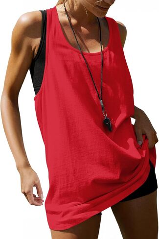 MIHOLL Womens Cotton Workout Tank Tops Racerback Sleeveless Relaxed-Fit Oversized Shirts in Saudi Arabia