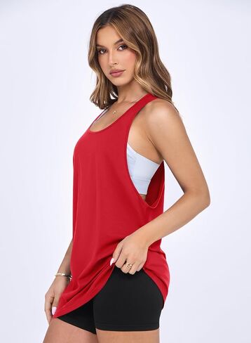 MIHOLL Womens Cotton Workout Tank Tops Racerback Sleeveless Relaxed-Fit Oversized Shirts in Saudi Arabia