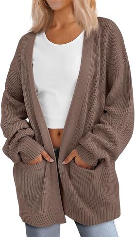 LILLUSORY Womens Oversized Cardigans Soft Knit Cardigan Sweater with Pockets in Saudi Arabia