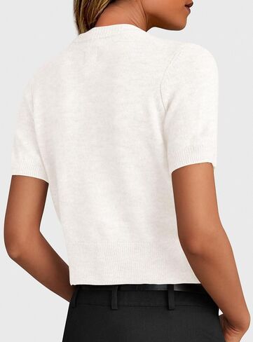 PRETTYGARDEN Womens Casual Summer Short Sleeve Cardigans 2025 Button Down Knitted Sweater Basic Crew Neck Crop Tops in Saudi Arabia