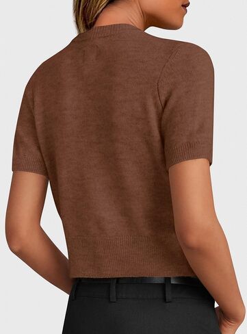 PRETTYGARDEN Womens Casual Summer Short Sleeve Cardigans 2025 Button Down Knitted Sweater Basic Crew Neck Crop Tops in Saudi Arabia