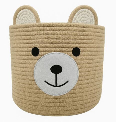 سلة الدب للحضانة، سلة استحمام الطفل، سلال الأطفال للتخزين، سلة ألعاب الأطفال وسلة الغسيل، سلة تخزين للأطفال سلة نباتية هدية زاوية داخلية 10 بوصة عمق × 8 بوصة ارتفاع (كاكي فاتح) in Kuwait