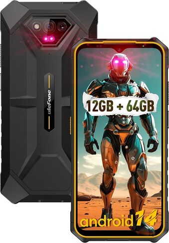 هواتف Ulefone Armor X13 الوعرة غير مقفلة، هاتف مقاوم للماء IP68/IP69K، MTk Helio G36 12GB+64GB، كاميرا رؤية ليلية 50MP+24MP، شاشة 6.52 بوصة، 6320 مللي أمبير، Android 13، NFC، معرف بصمة الإصبع، أسود in Kuwait