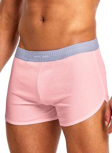 Mizok Mens Side Side Side Sexy Cotton Boxer Shorts with jockstrap وحقيبة قابلة للإزالة in Kuwait
