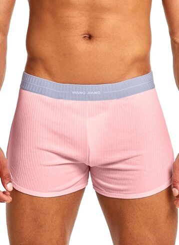 Mizok Mens Side Side Side Sexy Cotton Boxer Shorts with jockstrap وحقيبة قابلة للإزالة in Kuwait