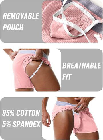 Mizok Mens Side Side Side Sexy Cotton Boxer Shorts with jockstrap وحقيبة قابلة للإزالة in Kuwait