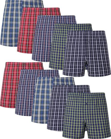 JupiterSecret Men's 100% Cotton Boxer Shorts, Men's Classic Fit Woven Underwear, 5 Pack / 10 Pack in Kuwait