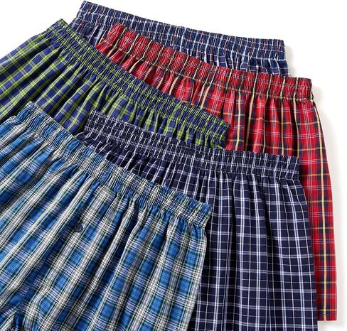 JupiterSecret Men's 100% Cotton Boxer Shorts, Men's Classic Fit Woven Underwear, 5 Pack / 10 Pack in Kuwait