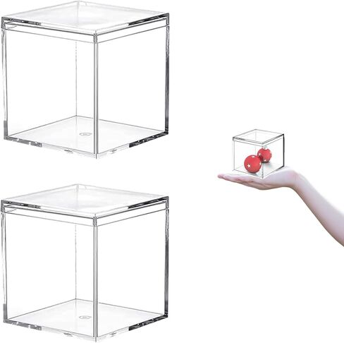 صندوق أكريليك صغير صافي مربع مربع Cube2 صندوق هدايا بلاستيكية مع غطاء صناديق شاشة صافية تخزين المجوهرات تنظيم حاويات in Kuwait