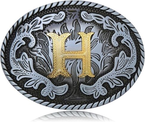 Btilasif Western Belt Buckle Western Cowboy Initial Letters ABCDJMR to Z Oval Belt Buckle for Men Women Boys Girls in Kuwait