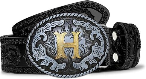Btilasif Western Belt Buckle Western Cowboy Initial Letters ABCDJMR to Z Oval Belt Buckle for Men Women Boys Girls in Kuwait