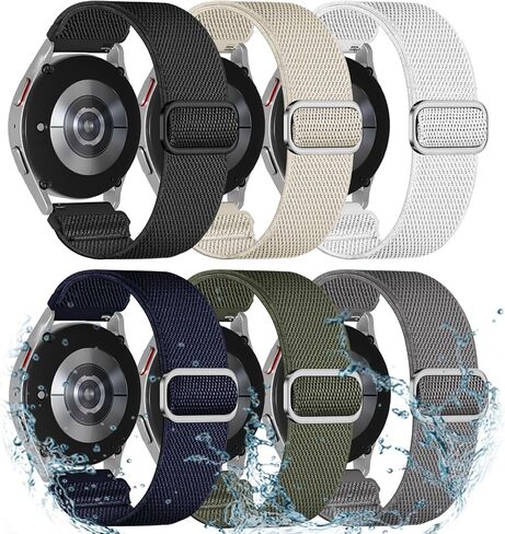 6 Pack Water-Resistant Elastic Bands Compatible with Sam-sung Galaxy Watch 7 6 5 4 FE 40mm 44mm 45mm/Watch 6 4 Classic 42mm 46mm 43mm 47mm/Active 2, 20mm Stretchy Nylon Sport Strap men women in Saudi Arabia