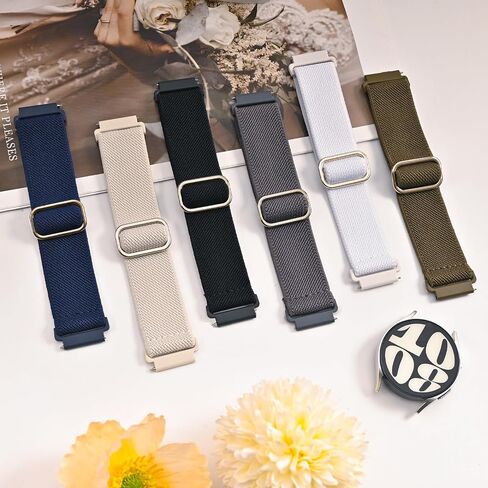 6 Pack Water-Resistant Elastic Bands Compatible with Sam-sung Galaxy Watch 7 6 5 4 FE 40mm 44mm 45mm/Watch 6 4 Classic 42mm 46mm 43mm 47mm/Active 2, 20mm Stretchy Nylon Sport Strap men women in Saudi Arabia