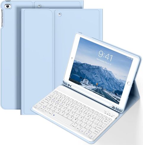 حافظة لوحة مفاتيح لجهاز iPad الجيل السادس / الخامس (موديل 2018 2017)، حافظة لوحة مفاتيح مقاس 9.7 بوصة لجهاز iPad Air 2/Air مع حامل أقلام، حافظة لوحة مفاتيح لاسلكية قابلة للفصل، خاصية النوم التلقائي، أخضر داكن in Kuwait