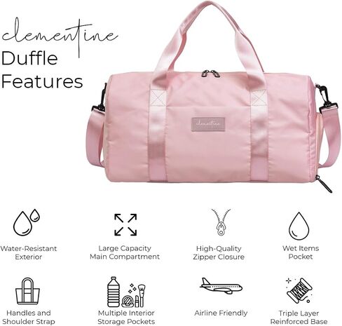 Gym Bag for Women with Shoe Compartment and Wet Pocket | Durable Lightweight Gym Bag with Motivational Quote| Great for Exercise and Overnights in Saudi Arabia