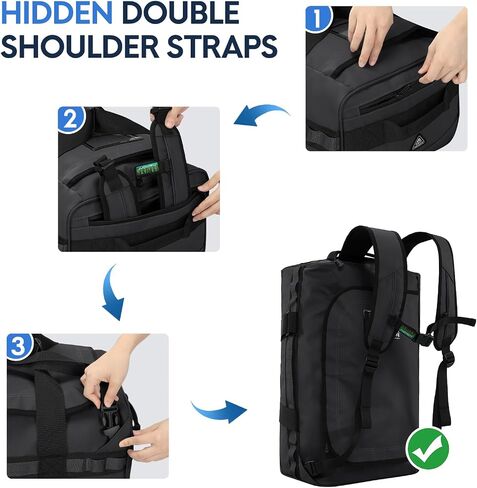 Haimont Travel Duffel Backpack Bag 60L للرجال أكياس غامق رياضية كبيرة مع أحزمة حقيبة ظهر للتنزه في التخييم الرياضي ، ومقاوم للماء ، أسود in Kuwait