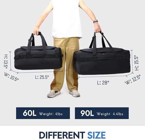 Haimont Travel Duffel Backpack Bag 60L للرجال أكياس غامق رياضية كبيرة مع أحزمة حقيبة ظهر للتنزه في التخييم الرياضي ، ومقاوم للماء ، أسود in Kuwait