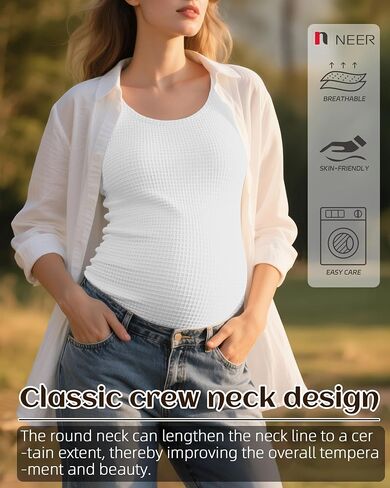 Neer 3 Pack Women's Maternity Waffle Shirts Short Sleeve Pregnancy Tops Crew Neck Slim Fit Casual Mama Blouses Basic Tee in Saudi Arabia