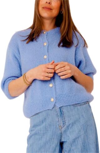Women Knitted Crop Cardigan Shirt Short Sleeve Button Down Ribbed Knit Crop Top Y2k Girls Outwear Top Tee Shirt in Kuwait
