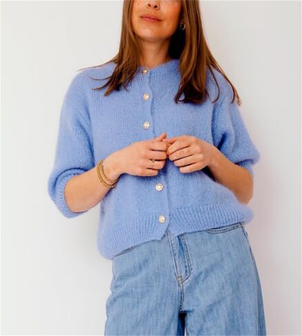Women Knitted Crop Cardigan Shirt Short Sleeve Button Down Ribbed Knit Crop Top Y2k Girls Outwear Top Tee Shirt in Kuwait