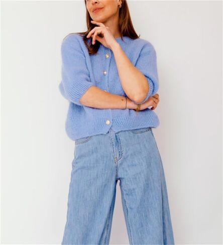 Women Knitted Crop Cardigan Shirt Short Sleeve Button Down Ribbed Knit Crop Top Y2k Girls Outwear Top Tee Shirt in Kuwait