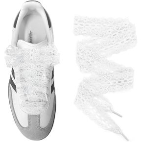 UamGlsob Lace Fancy Shoelaces for Adidas Samba Shoes, 3CM Wide Flat Soft Lace Shoe Laces for Women Girls