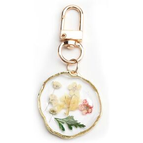 Handmade Pressed Flower Keychain,Dried Flower Keychain for Women Mother Sisters
